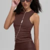 Geribde En Pointe-tanktop - Brownstone
