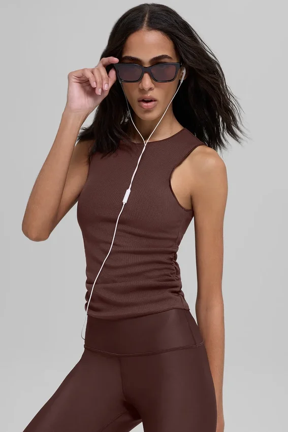 Geribde En Pointe-tanktop - Brownstone
