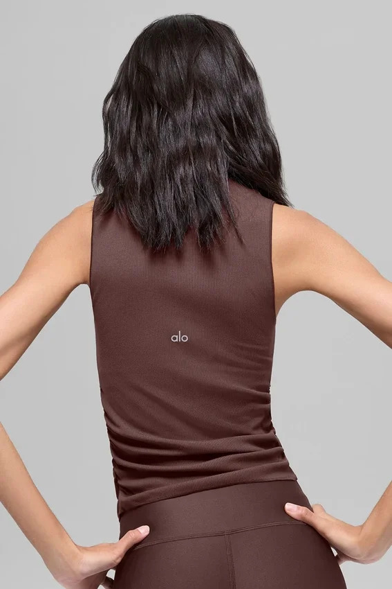 Geribde En Pointe-tanktop - Brownstone