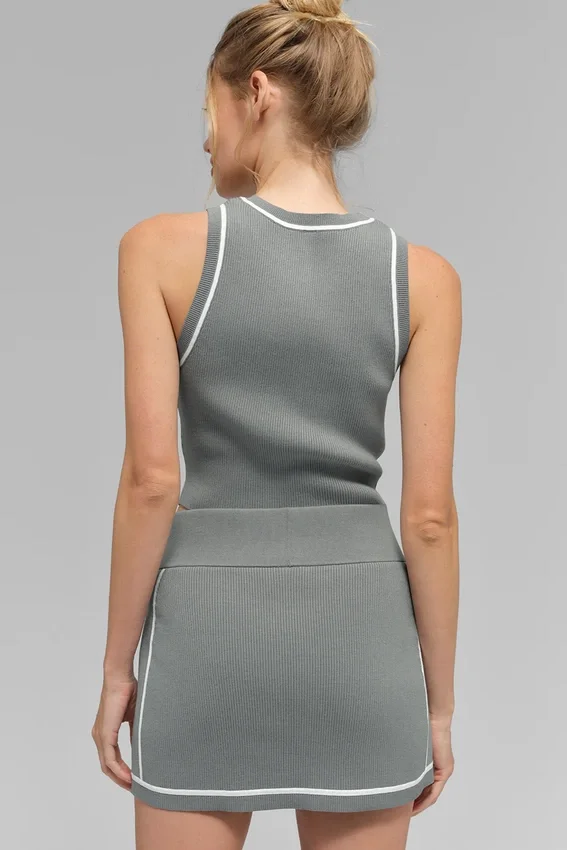 Geribde, gebreide Highline cropped trui – Lunar Grey/White