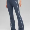 Geribde gebreide Highline Flare-broek – Bluestone/Wit