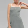 Geribde Highline-jurk van tricot – Lunar Grey/White