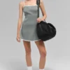 Geribde Highline-jurk van tricot – Lunar Grey/White