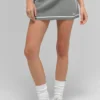 Geribde Highline-minirok van tricot – Lunar Grey/White