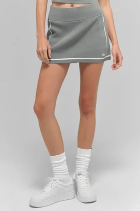 Geribde Highline-minirok van tricot – Lunar Grey/White