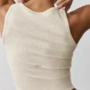 Geribde modal Henley-tanktop - Oatmeal Heather