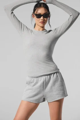 Geribde modal met lange mouwen – Athletic Heather Grey