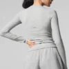 Geribde modal met lange mouwen – Athletic Heather Grey
