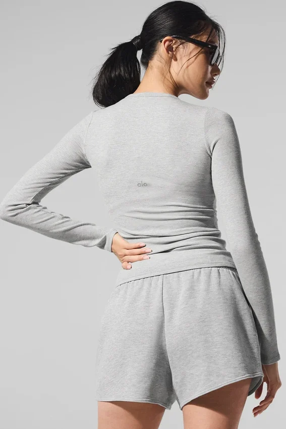 Geribde modal met lange mouwen – Athletic Heather Grey