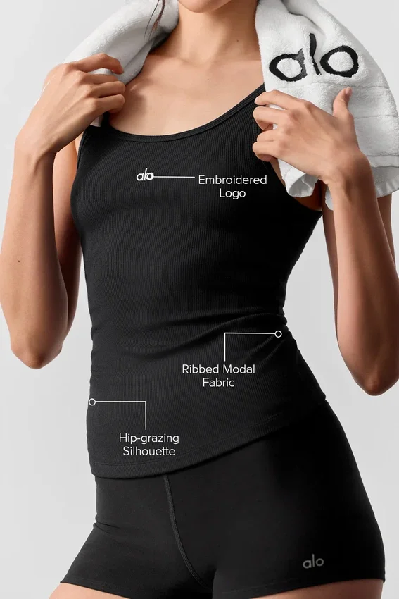 Geribde Prosper-tanktop - Zwart