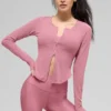 Geribde Stardust met lange mouwen – Pink Wild Rose