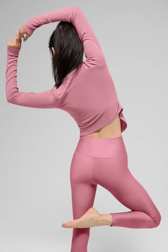 Geribde Stardust met lange mouwen – Pink Wild Rose