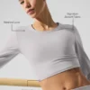 Gewassen Alosoft Crop Finesse met lange mouwen - Grey Sky Wash