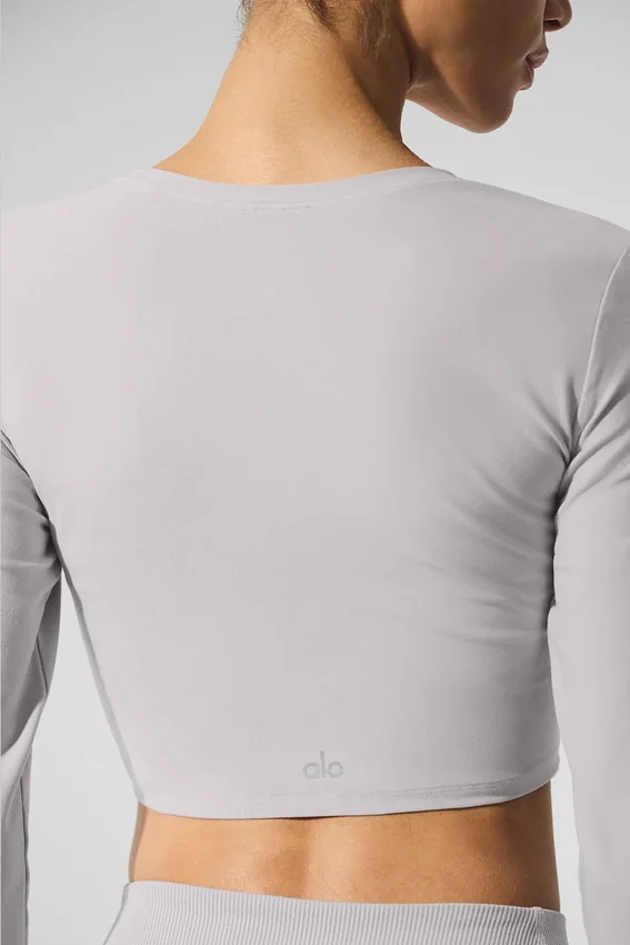 Gewassen Alosoft Crop Finesse met lange mouwen - Grey Sky Wash