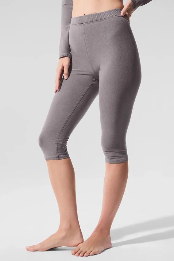 Gewassen Alosoft High-Waist iconische capri met hoge taille uit de jaren 90 – Cool Grey Wash