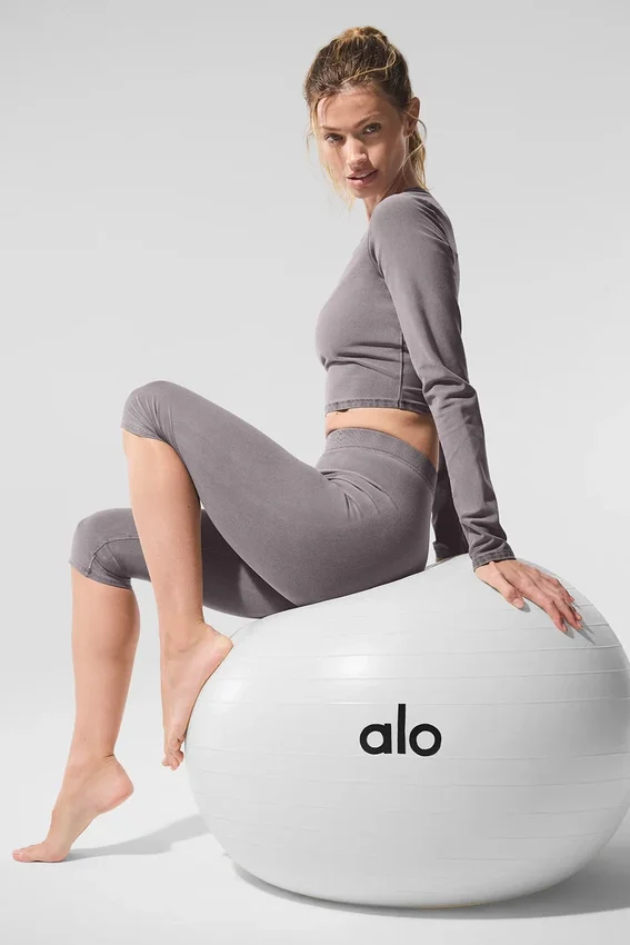 Gewassen Alosoft High-Waist iconische capri met hoge taille uit de jaren 90 – Cool Grey Wash