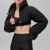 Gewatteerde Starlight-puffer-bolero – Zwart