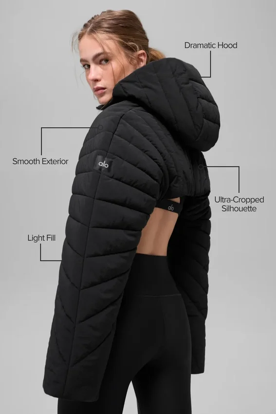 Gewatteerde Starlight-puffer-bolero – Zwart