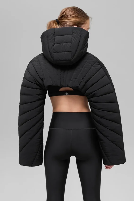 Gewatteerde Starlight-puffer-bolero – Zwart