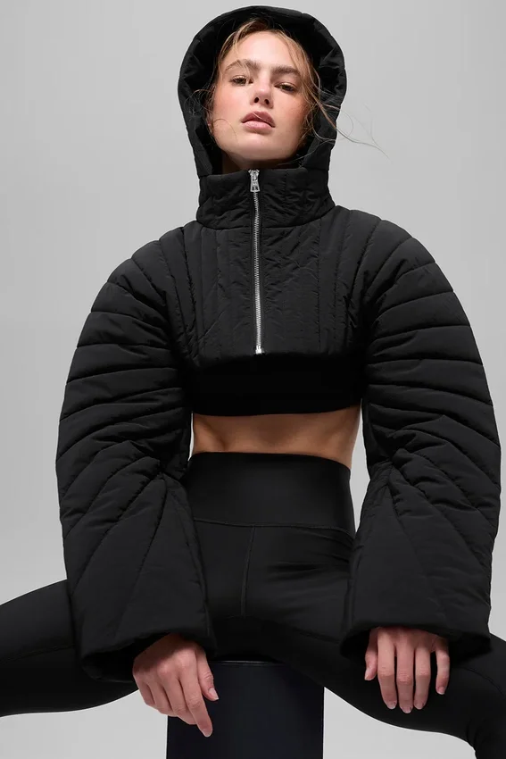 Gewatteerde Starlight-puffer-bolero – Zwart