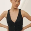 Gilet van linnenmix - Zwart