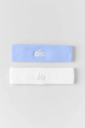 Glow-zweetband (2-pack) – Licht Provence-blauw/wit