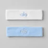 Glow-zweetband (2-pack) - Schelpblauw/Wit