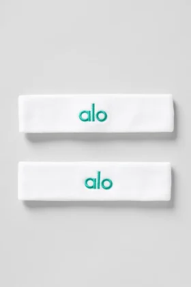 Glow-zweetband (2-pack) - Wit/sparrogroen