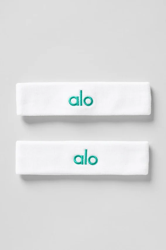 Glow-zweetband (2-pack) - Wit/sparrogroen