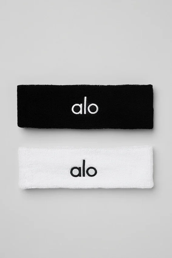 Glow-zweetband (2-pack) - Zwart/Wit