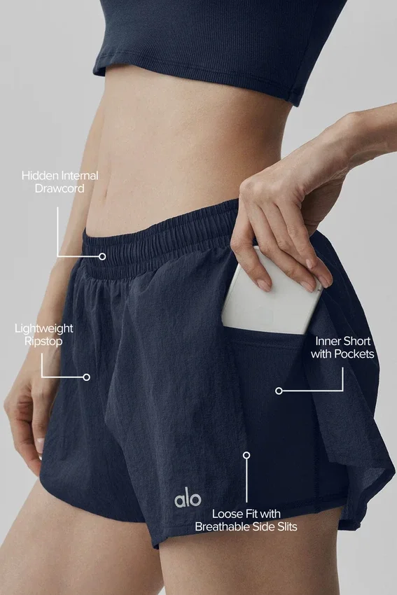 Go Time-short met middelhoge taille - Navy