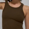 Goddess Geribbelde Go-To-tanktop - Espresso