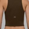 Goddess Geribbelde Go-To-tanktop - Espresso