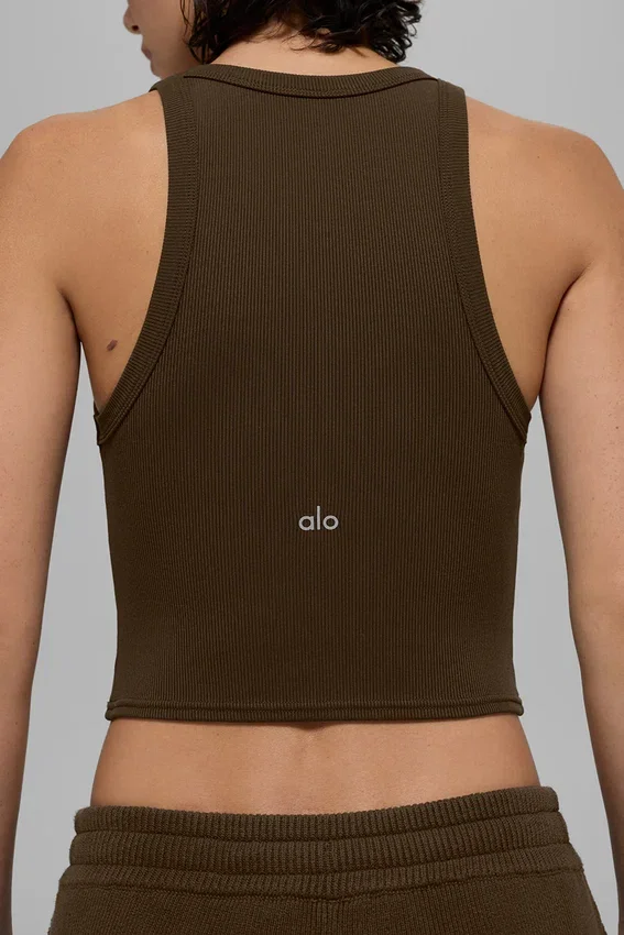 Goddess Geribbelde Go-To-tanktop - Espresso
