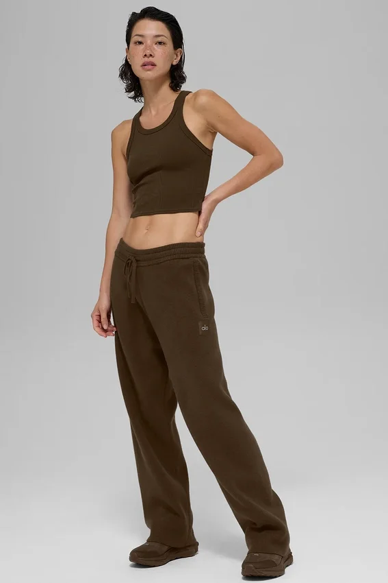Goddess Geribbelde Go-To-tanktop - Espresso