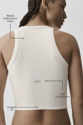 Goddess geribbelde Go-To-tanktop – ivoor