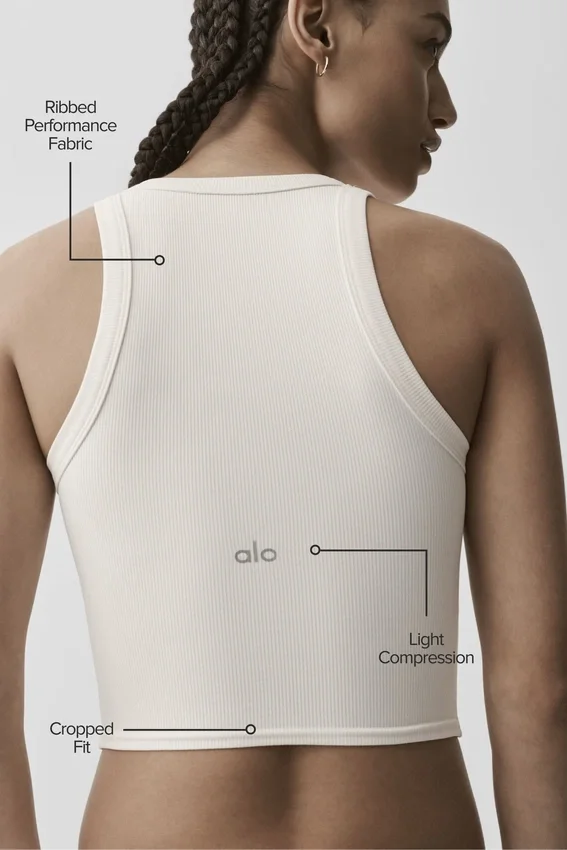 Goddess geribbelde Go-To-tanktop - ivoor