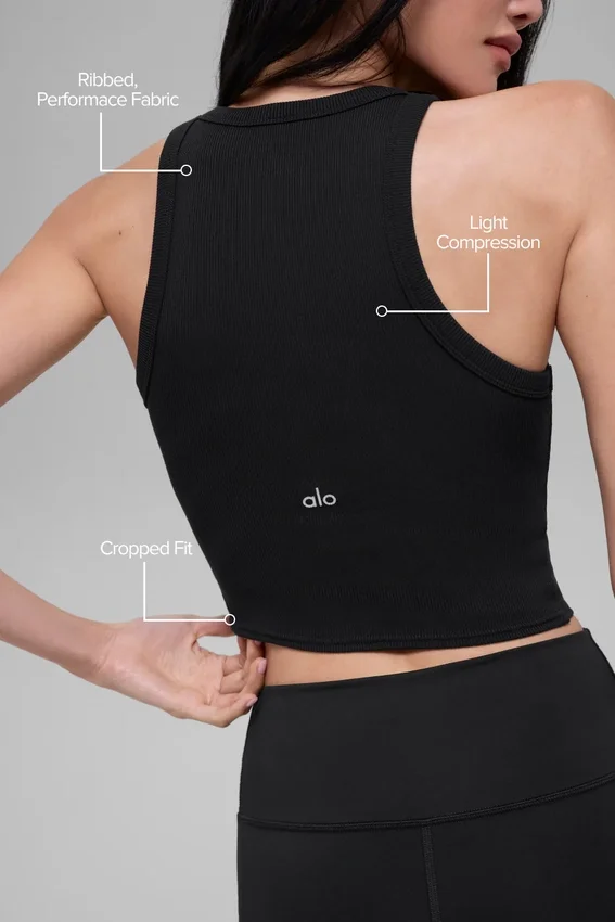 Goddess geribbelde Go-To-tanktop - Zwart