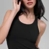 Goddess geribbelde Go-To-tanktop - Zwart