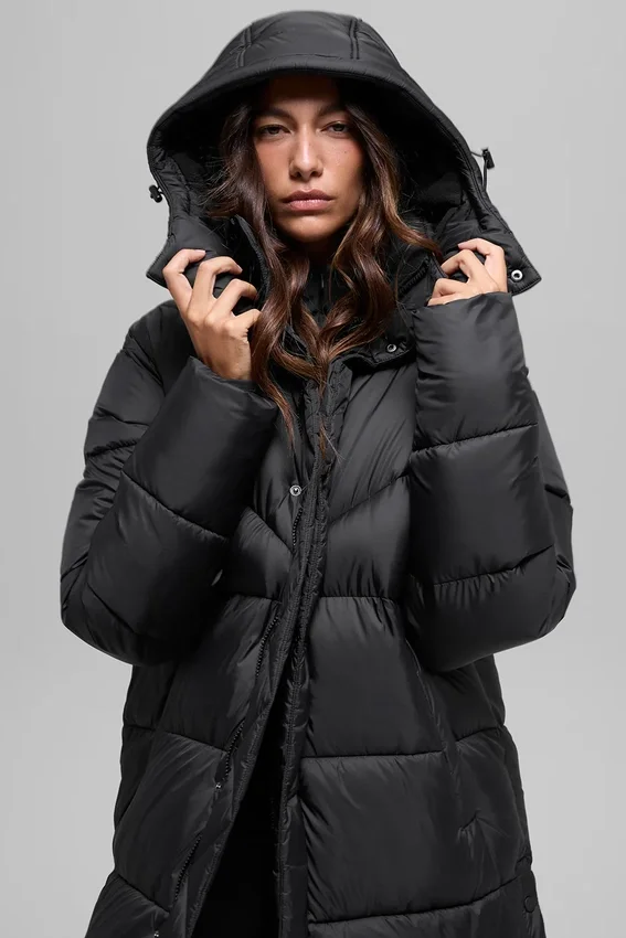 Gold Rush Puffer-trenchcoat - Zwart