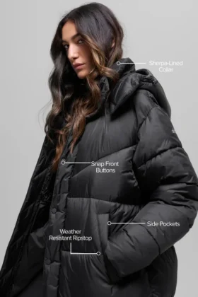 Gold Rush Puffer-trenchcoat – Zwart