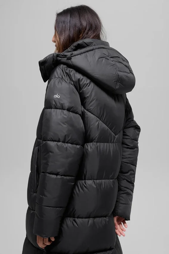 Gold Rush Puffer-trenchcoat - Zwart