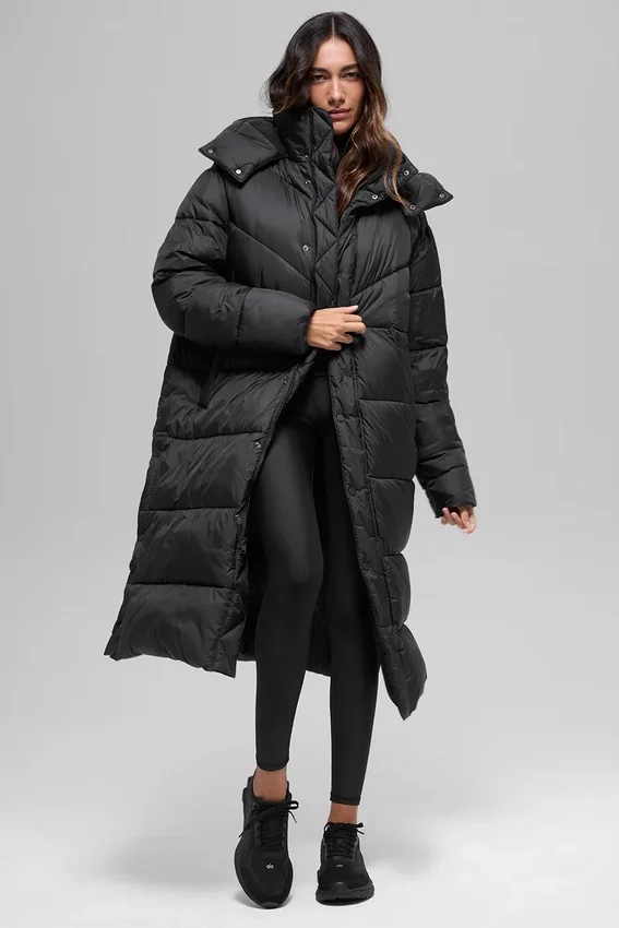 Gold Rush Puffer-trenchcoat - Zwart