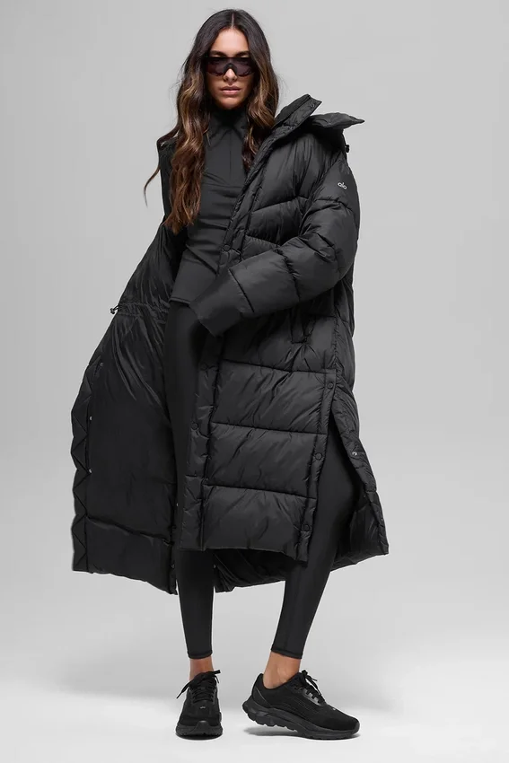 Gold Rush Puffer-trenchcoat - Zwart