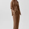 Halfdoorzichtig Golden Hour-overhemd met lange mouwen en knopen - Sun Kissed Brown