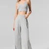 Halfdoorzichtige, delicate lounge-broek met uitlopende pijpen – Athletic Heather Grey
