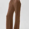 Halfdoorzichtige, delicate lounge-broek met wijde pijpen - Sun Kissed Brown