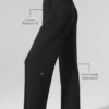 Halfdoorzichtige, delicate lounge-broek met wijde pijpen - Zwart