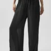 Halfdoorzichtige ‘Golden Hour’-broek met High-Waist en rechte pijpen – Zwart