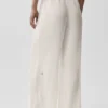 Halfdoorzichtige Golden Hour-broek met High-Waist-taille en rechte pijpen - ivoor